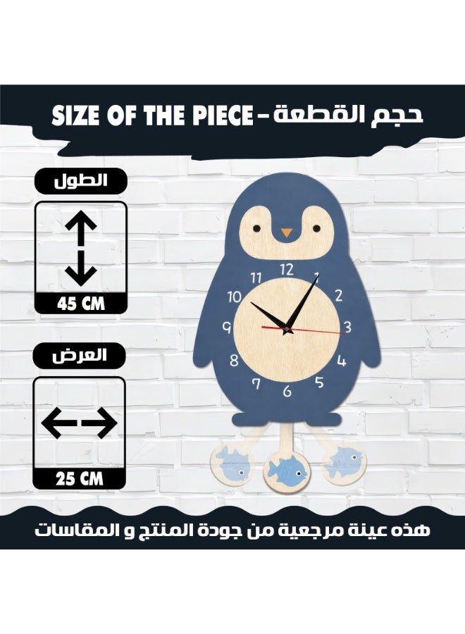 A wall clock with a pendulum in the shape of a moving penguin, featuring a cheerful, modern design, bright colors, high quality, quiet, silent movement, easy to hang, adding an attractive decorative touch and suitable for all tastes. - Image 3